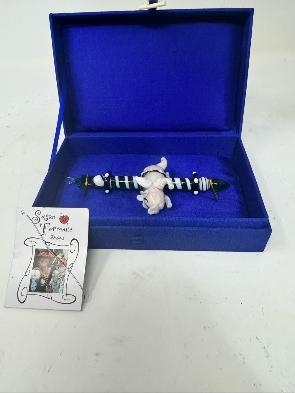 Vintage 1999Global Village Glass Studios Striped Glass flying pig Susan Torrence